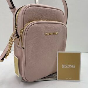 MICHAEL KORS JST Flight Md Leather NS Chain Crossbody XBODY 
Powder Blush
NWT